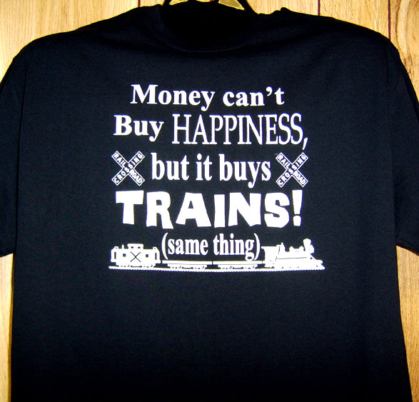 Money Buys Trains Tee Adult Schrader's Railroad Catalog