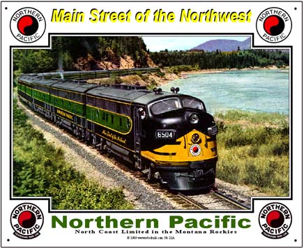 Northern Pacific Scenic Tin Railroad Sign
