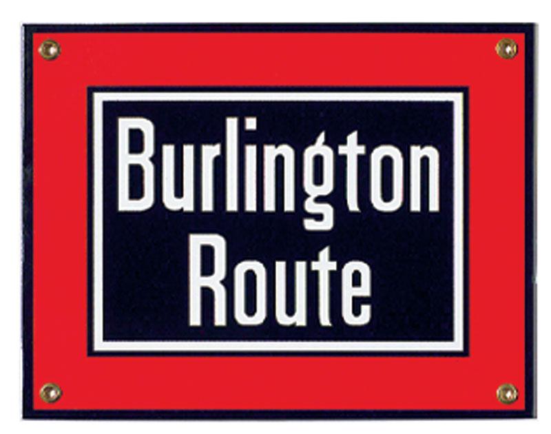 Burlington Route Porcelain Sign Schrader's Railroad Catalog