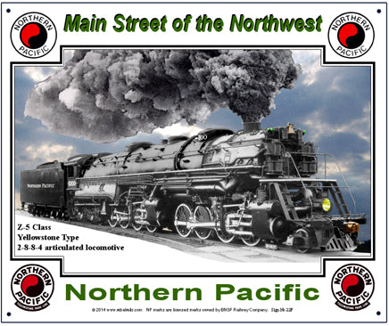 Northern Pacific Steam Tin Railroad Sign