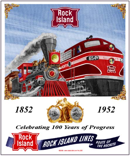 Rock Island 100th Tin Railroad Sign