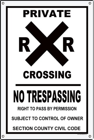Private Railroad Crossing Sign