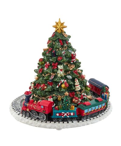 Christmas Tree With Revolving Train Music Box