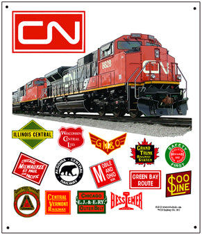 CN Historic Logos Tin Sign
