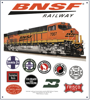 BNSF Historic Logos Tin Sign